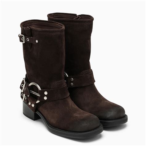 miu miu brown boots|miu biker boots.